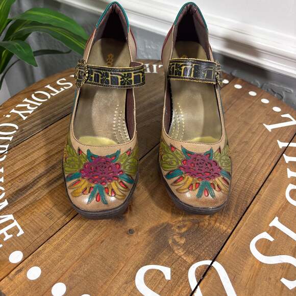 Socofy Retro Mary Jane Floral Heels - Sz EU 41 / US 10-10.5 - Picture 14 of 14